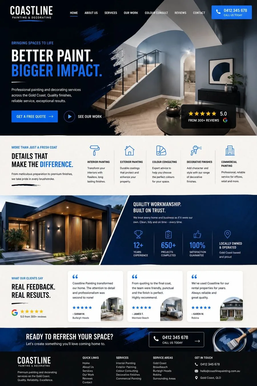 Coastline Painting & Decorating homepage design preview