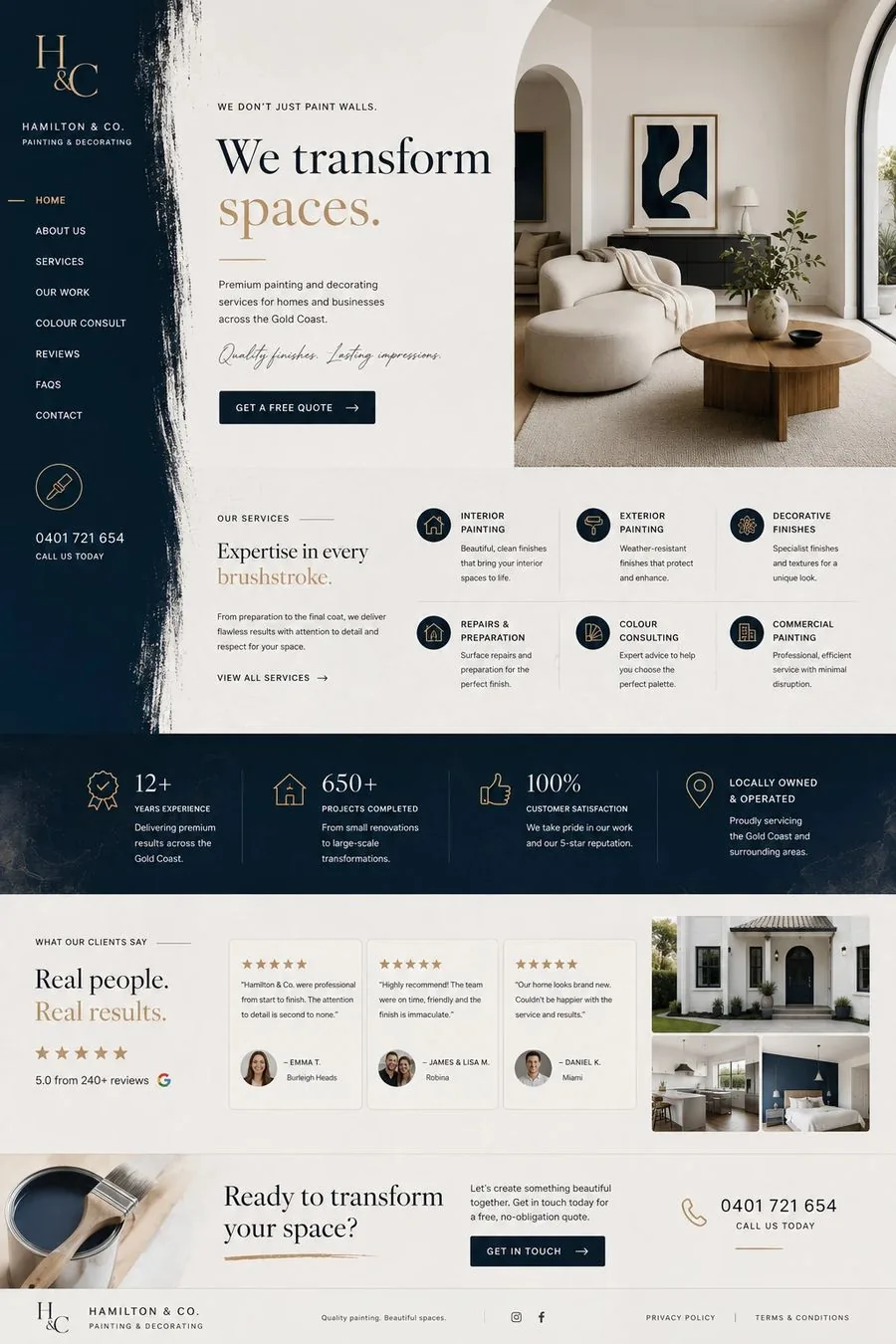 Hamilton & Co homepage design preview