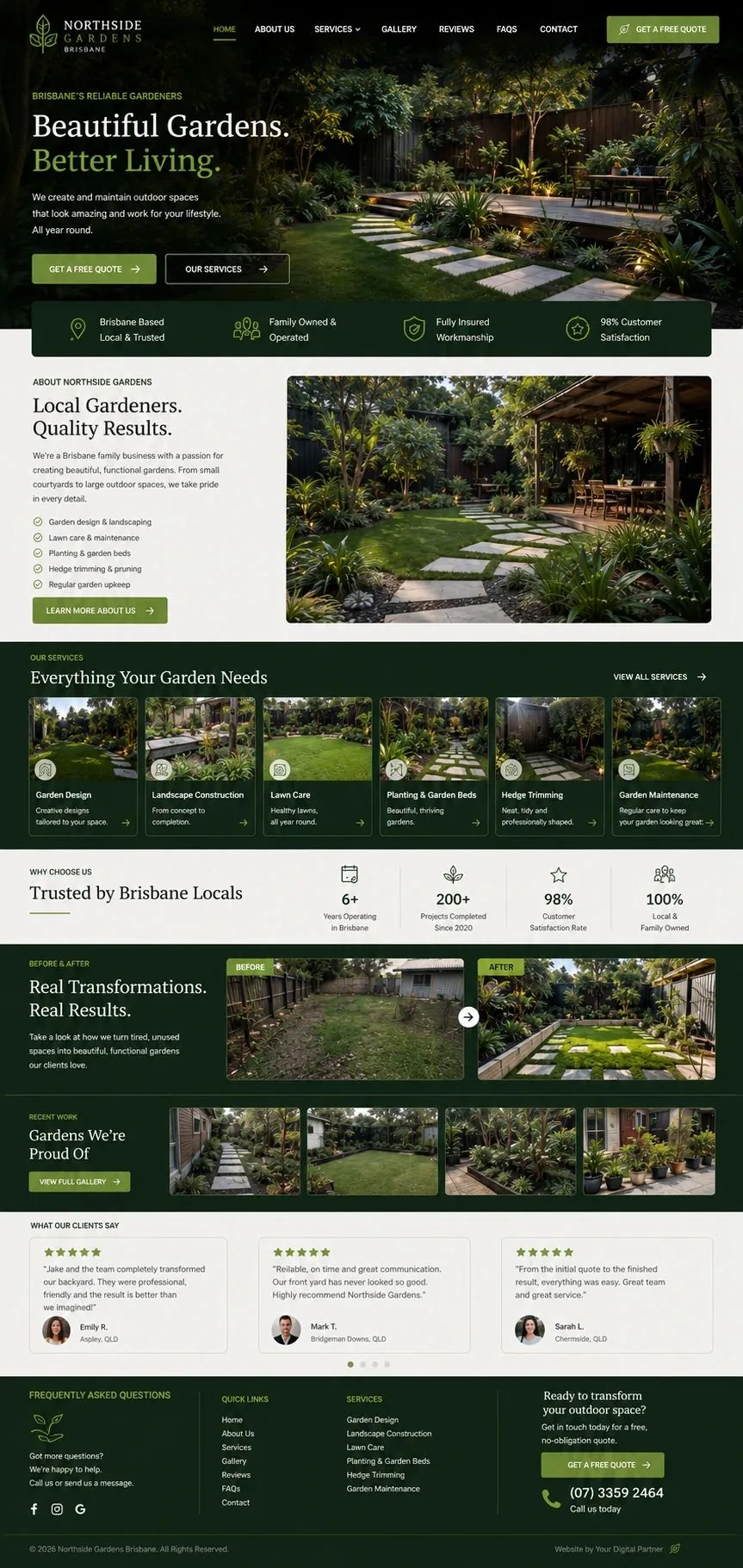 Northside Gardens homepage design preview
