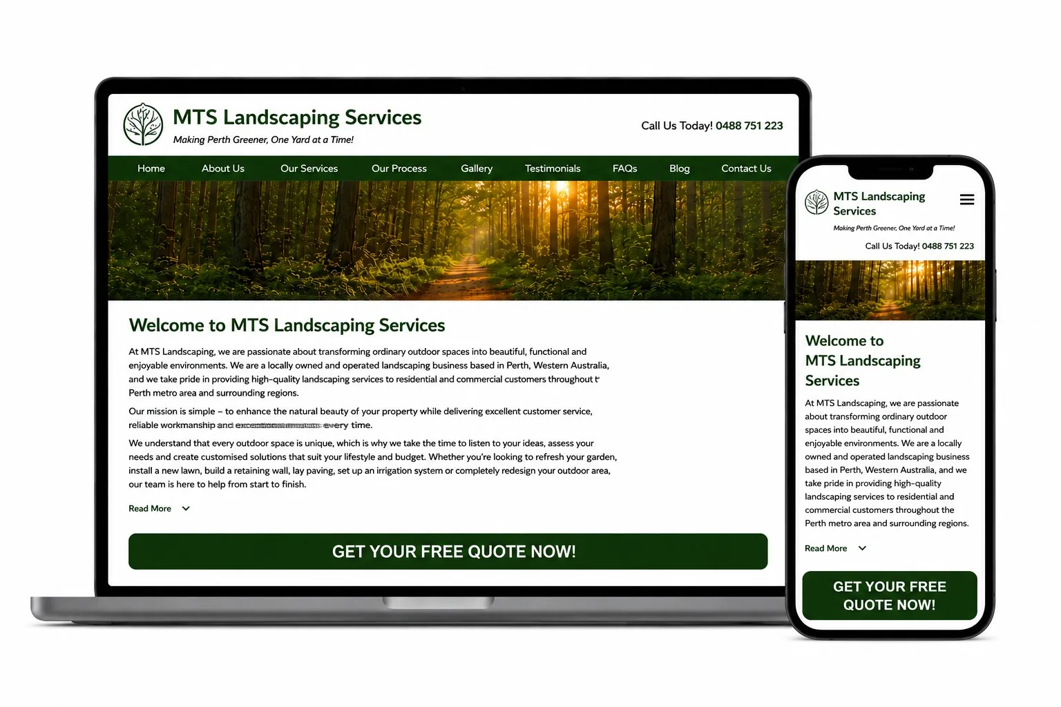 MTS Landscaping Services before website preview