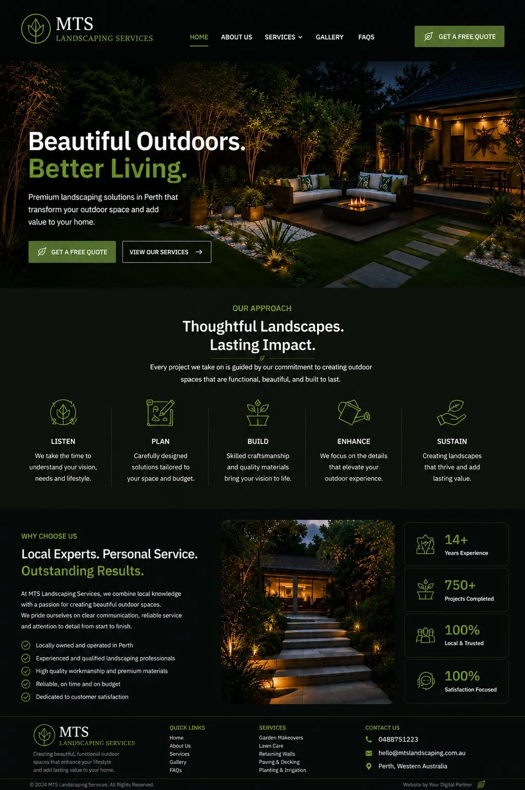 MTS Landscaping — full homepage after redesign